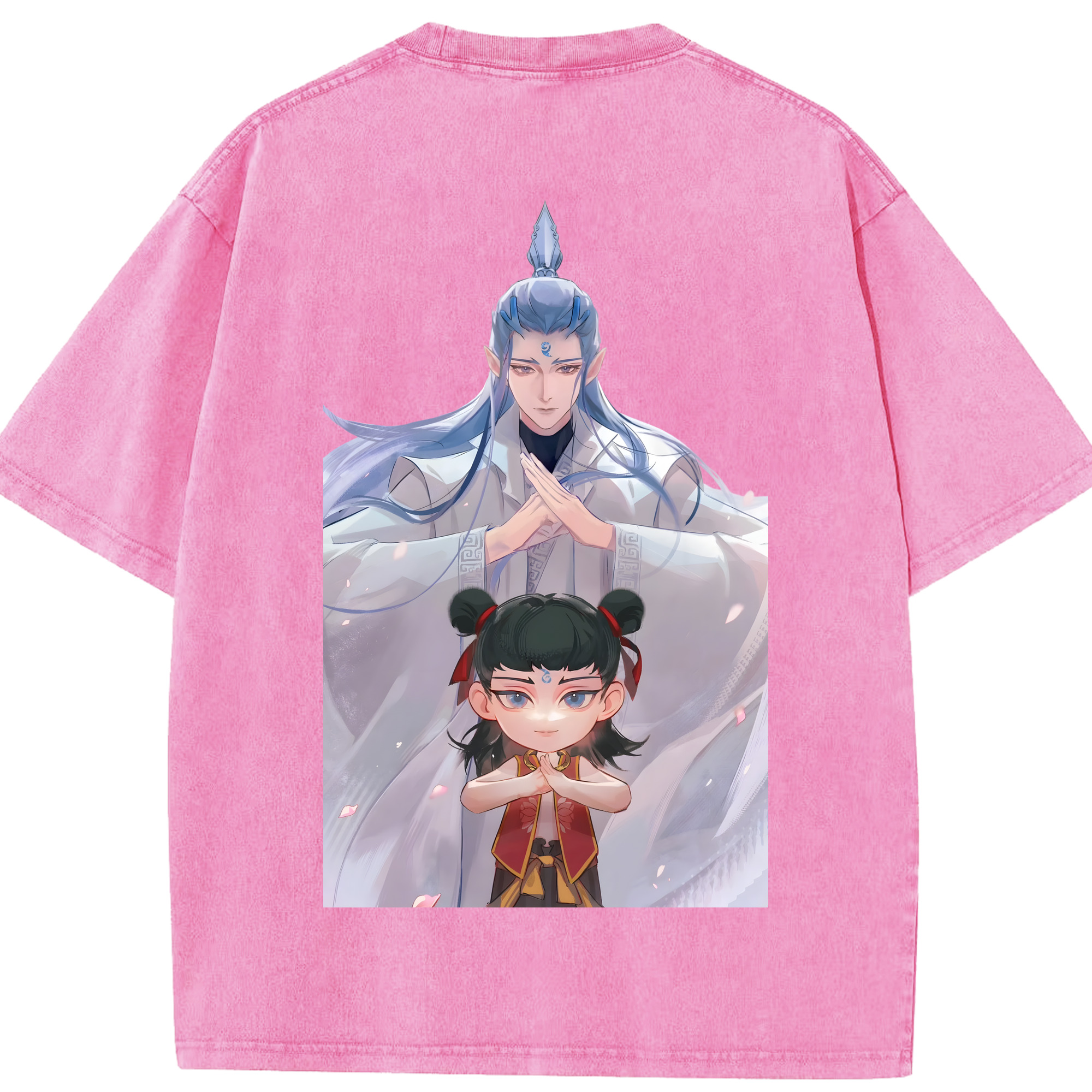 （画像用） Ne Zha 2 ナタ 魔童の大暴れ 綿100% ヴィンテージ風 半袖Tシャツ（背面プリント）